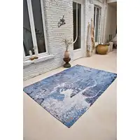Photo of Blue and Black Abstract Non Skid Area Rug