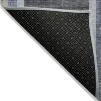 Photo of Blue and Black Abstract Washable Non Skid Indoor Outdoor Area Rug