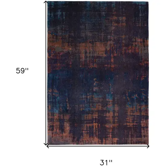 Blue and Brown Abstract Non Skid Area Rug Photo 3