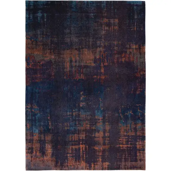 Blue and Brown Abstract Non Skid Area Rug Photo 2