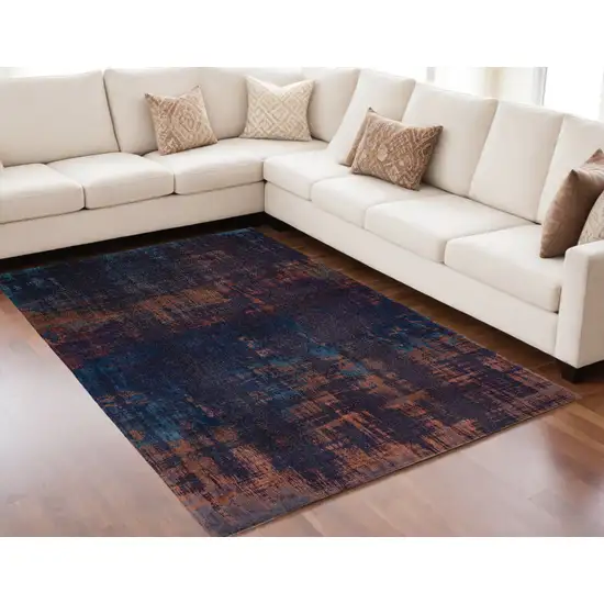 Blue and Brown Abstract Non Skid Area Rug Photo 1