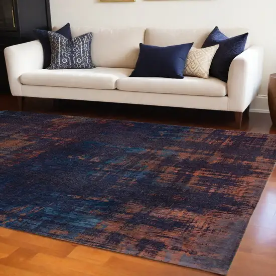 Blue and Brown Abstract Non Skid Area Rug Photo 1