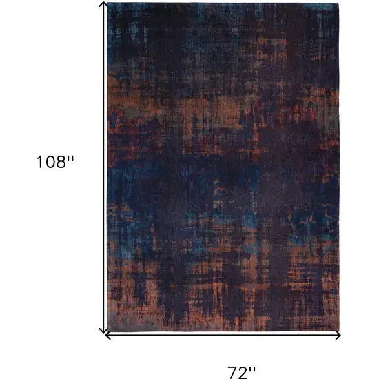 Blue and Brown Abstract Non Skid Area Rug Photo 3