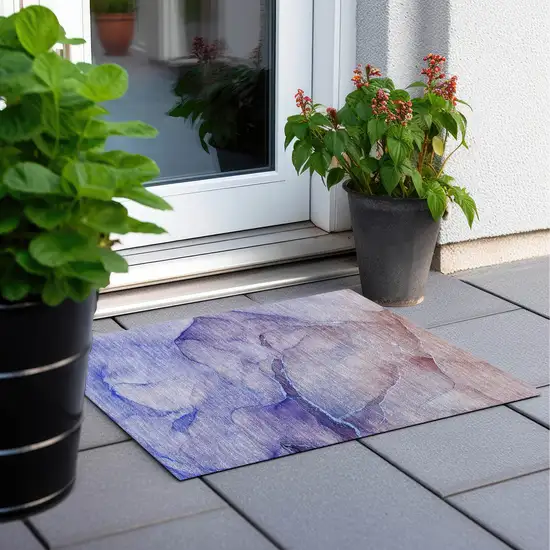 Blue and Brown Abstract Washable Non Skid Indoor Outdoor Area Rug Photo 8