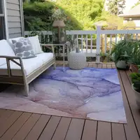 Photo of Blue and Brown Abstract Washable Non Skid Indoor Outdoor Area Rug