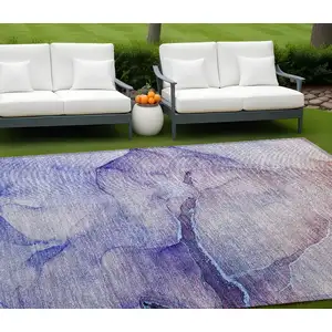 Photo of Blue and Brown Abstract Washable Non Skid Indoor Outdoor Area Rug