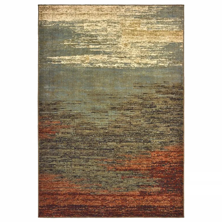 Blue and Brown Distressed Area Rug Photo 1