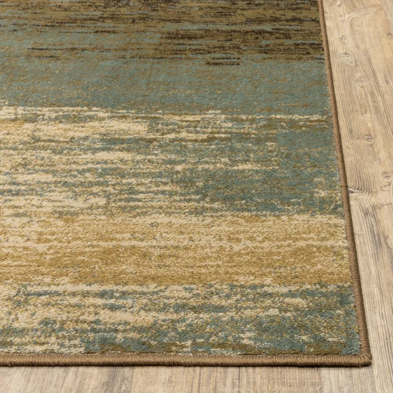Blue and Brown Distressed Area Rug Photo 4