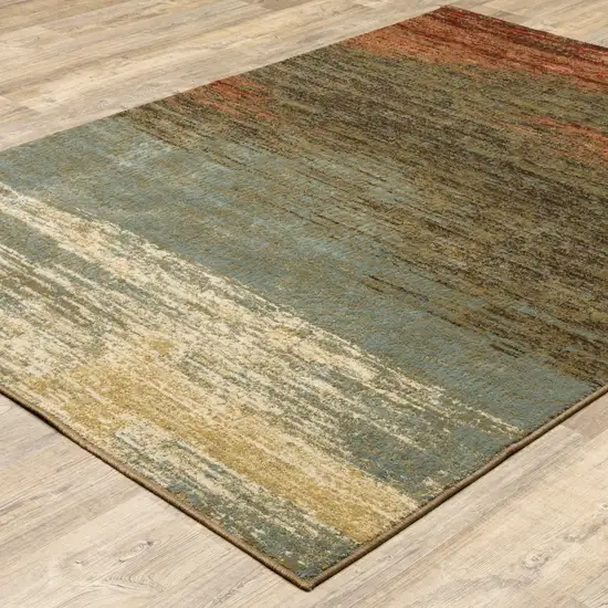 Blue and Brown Distressed Area Rug Photo 6