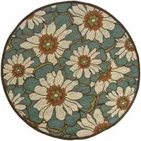 Photo of Blue and Brown Floral Indoor Outdoor Area Rug