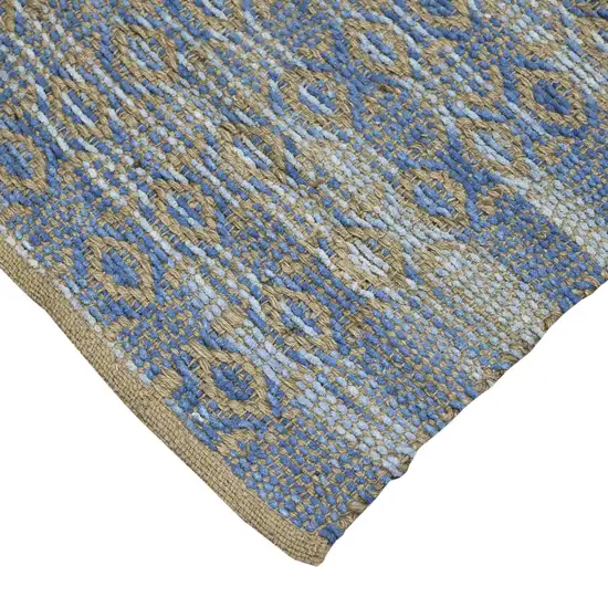 Blue and Brown Geometric Flatweave Handmade Area Rug Photo 4