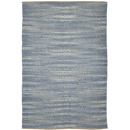 Blue and Brown Geometric Flatweave Handmade Area Rug Photo 1