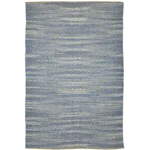 Photo of Blue and Brown Geometric Flatweave Handmade Area Rug