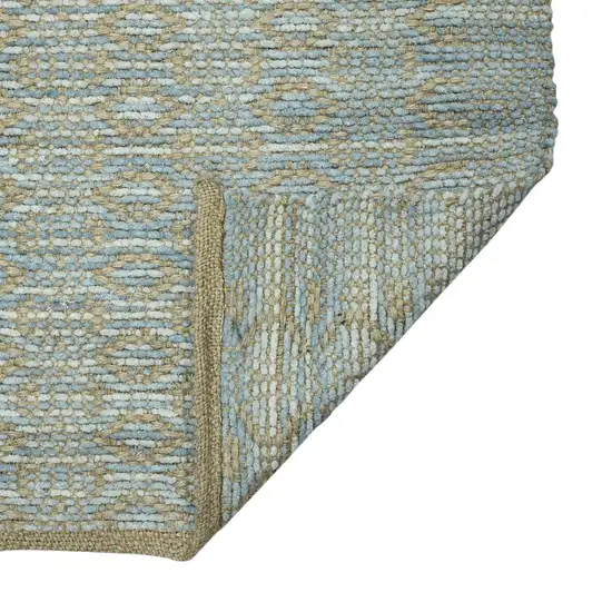 Blue and Brown Geometric Flatweave Handmade Area Rug Photo 5