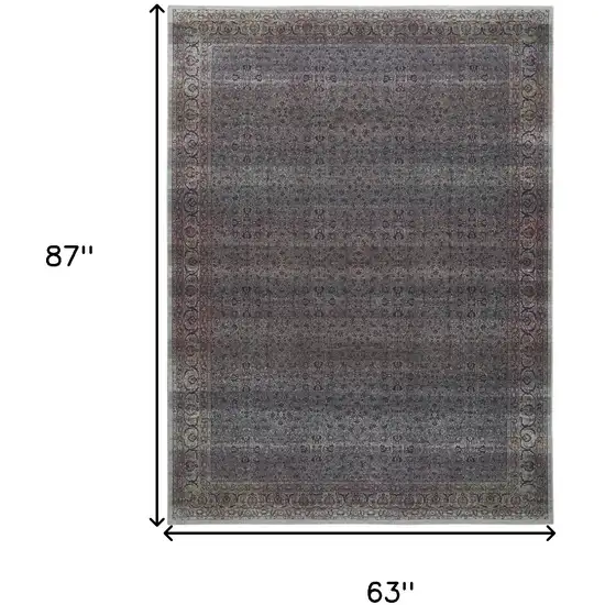 Blue and Brown Oriental Power Loom Distressed Washable Non Skid Area Rug Photo 10