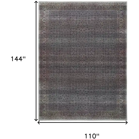 Blue and Brown Oriental Power Loom Distressed Washable Non Skid Area Rug Photo 10