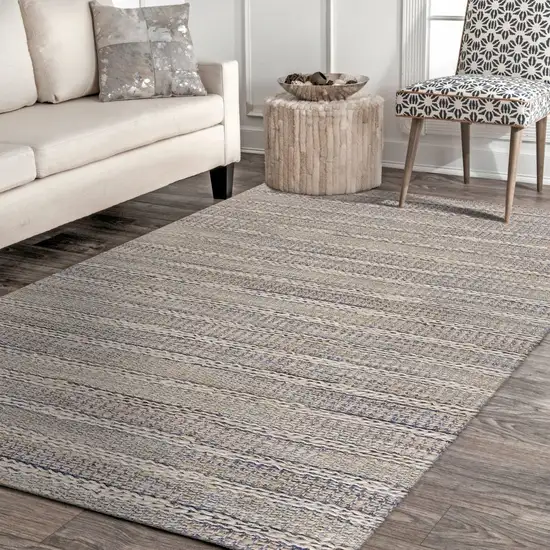 Blue and Cream Braided Jute Area Rug Photo 9