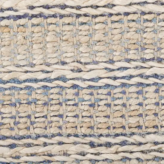 Blue and Cream Braided Jute Area Rug Photo 2