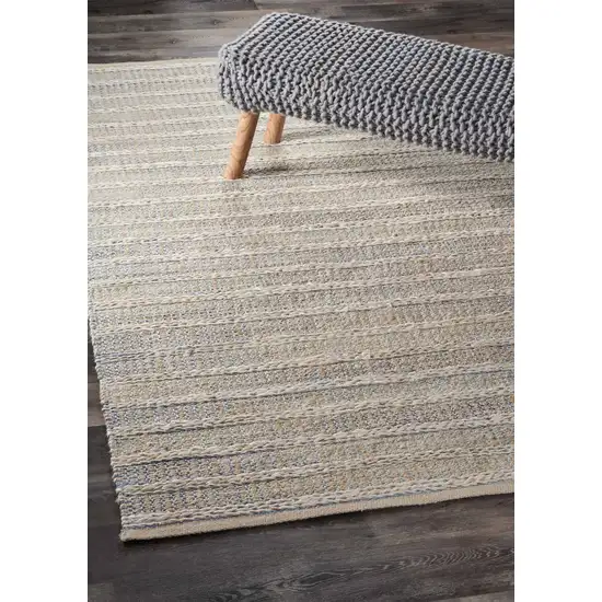 Blue and Cream Braided Jute Area Rug Photo 7