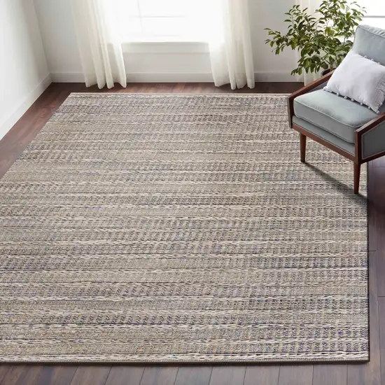 Blue and Cream Braided Jute Area Rug Photo 8