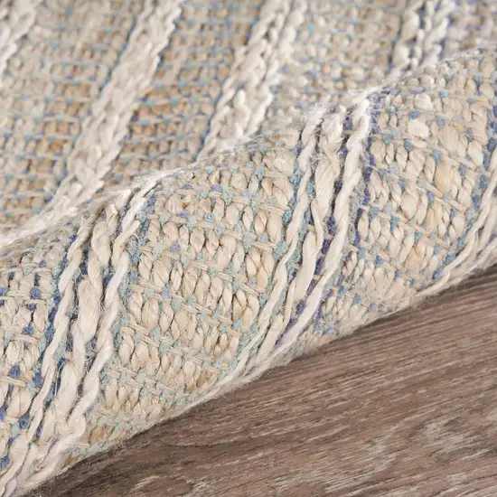 Blue and Cream Braided Jute Area Rug Photo 6