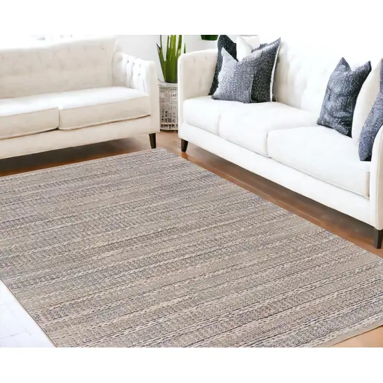 Blue and Cream Braided Jute Area Rug Photo 1