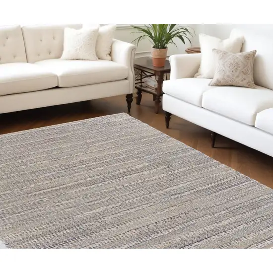 Blue and Cream Braided Jute Area Rug Photo 1