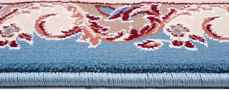 Blue and Cream Embellished Area Rug Photo 4