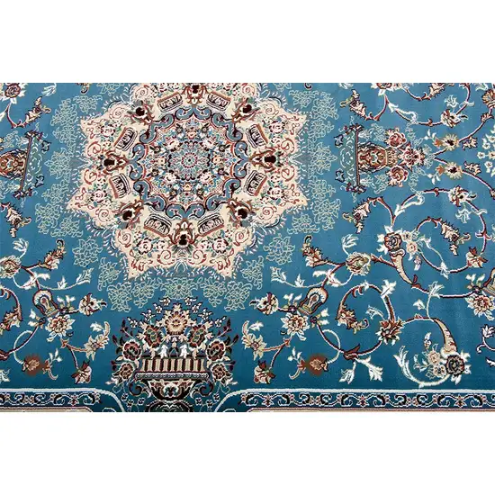 Blue and Cream Embellished Area Rug Photo 3