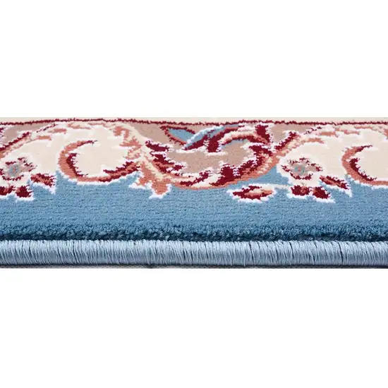 Blue and Cream Embellished Area Rug Photo 4