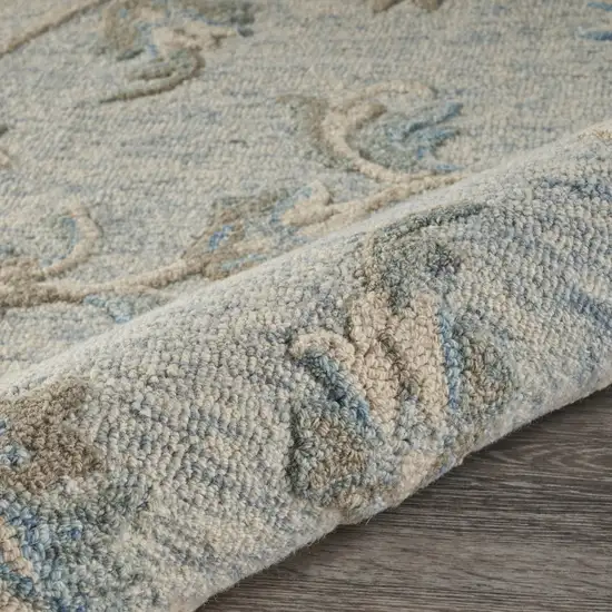 Blue and Cream Filigree Area Rug Photo 3