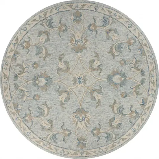 Blue and Cream Filigree Area Rug Photo 1