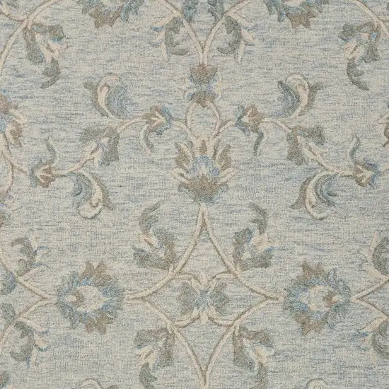 Blue And Ivory Wool Hand Tufted Area Rug Photo 9