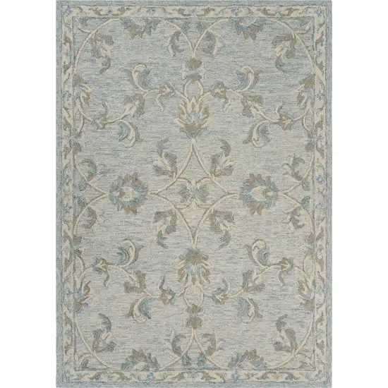 Blue and Cream Filigree Area Rug Photo 1