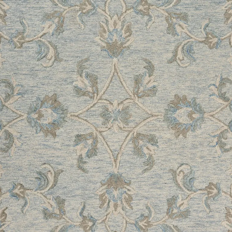 Blue and Cream Filigree Area Rug Photo 2