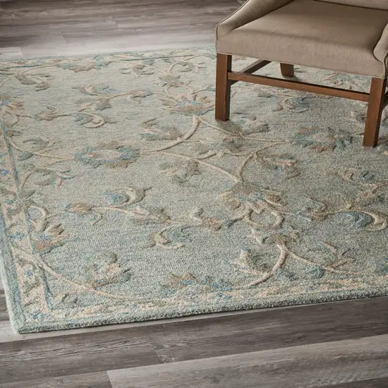 Blue and Cream Filigree Area Rug Photo 8