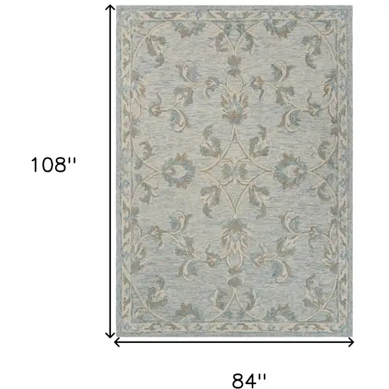 Blue And Ivory Wool Hand Tufted Area Rug Photo 3