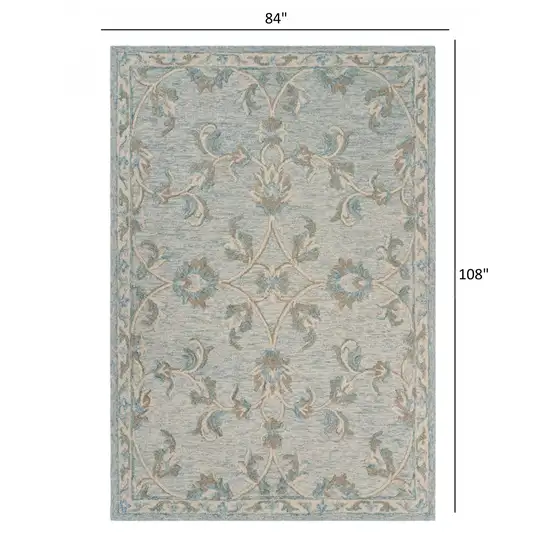 Blue and Cream Filigree Area Rug Photo 7