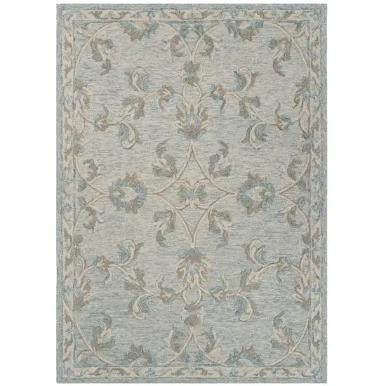 Blue And Ivory Wool Hand Tufted Area Rug Photo 2