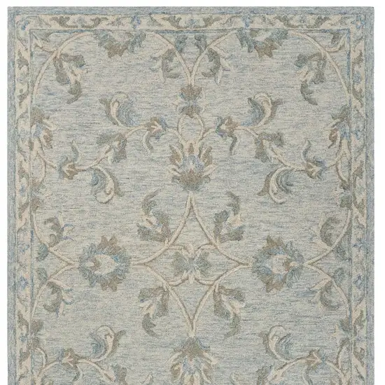 Blue And Ivory Wool Hand Tufted Area Rug Photo 9