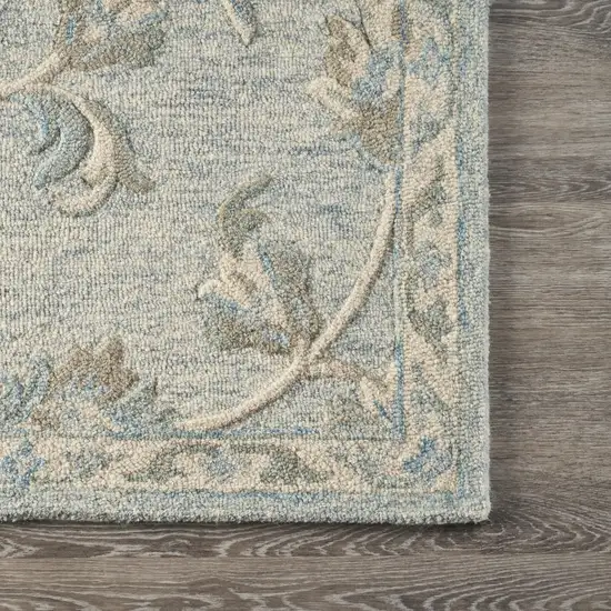 Blue and Cream Filigree Area Rug Photo 6