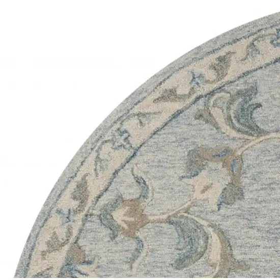 7' Blue And Ivory Round Wool Hand Tufted Area Rug Photo 8