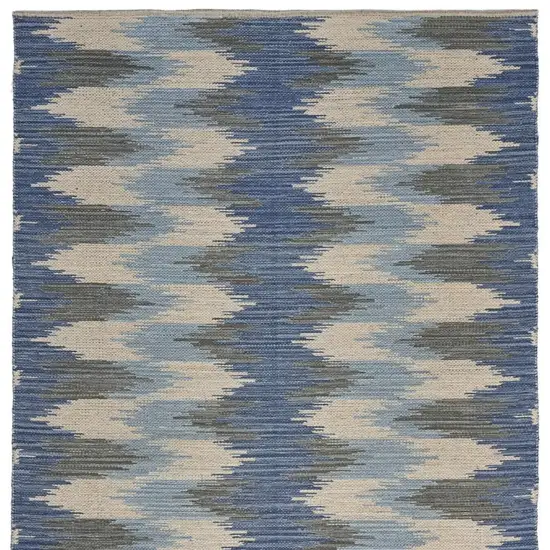 Blue and Cream Ikat Pattern Area Rug Photo 8