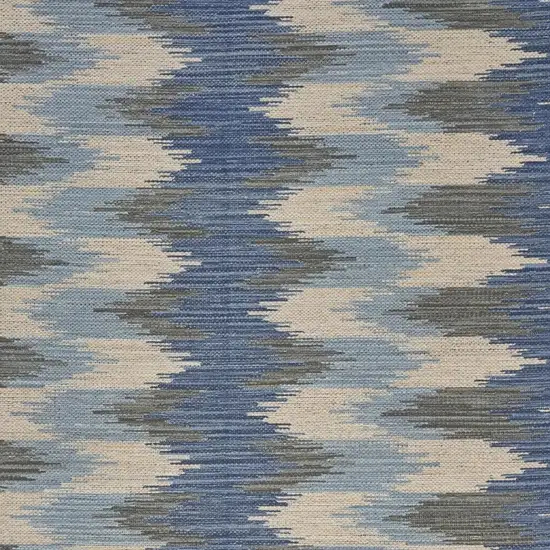 Blue and Cream Ikat Pattern Area Rug Photo 7