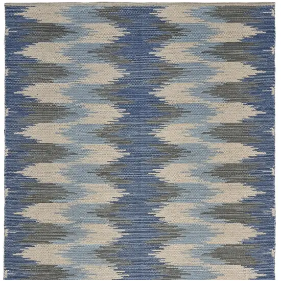 Blue and Ivory Flatweave Handmade Area Rug Photo 3