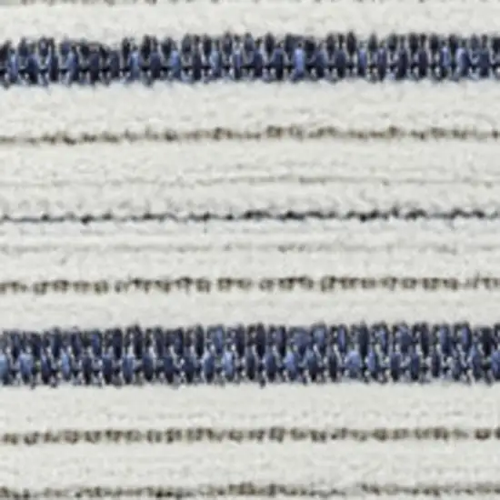 Blue and Cream Striped Distressed Indoor Outdoor Area Rug Photo 5