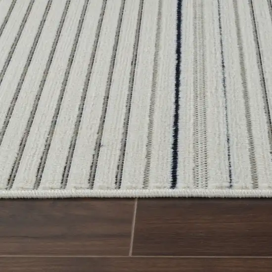 Blue and Cream Striped Distressed Indoor Outdoor Area Rug Photo 8