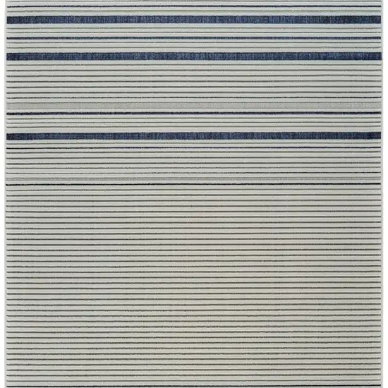 Blue and Cream Striped Distressed Indoor Outdoor Area Rug Photo 4