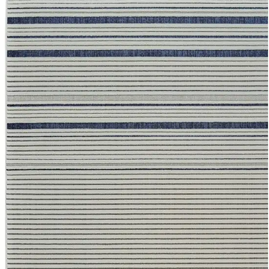 Blue and Cream Striped Distressed Indoor Outdoor Area Rug Photo 4