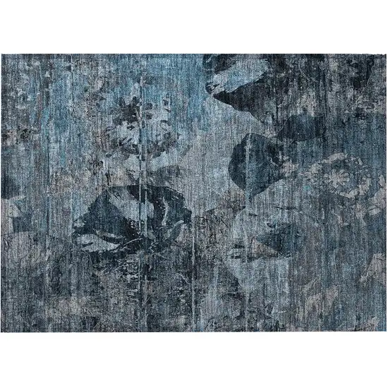 Blue and Dark Blue Abstract Washable Indoor Outdoor Area Rug Photo 4